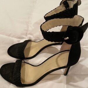 New Mark Fisher Black Suede Ankle Sandals Sz 6.5